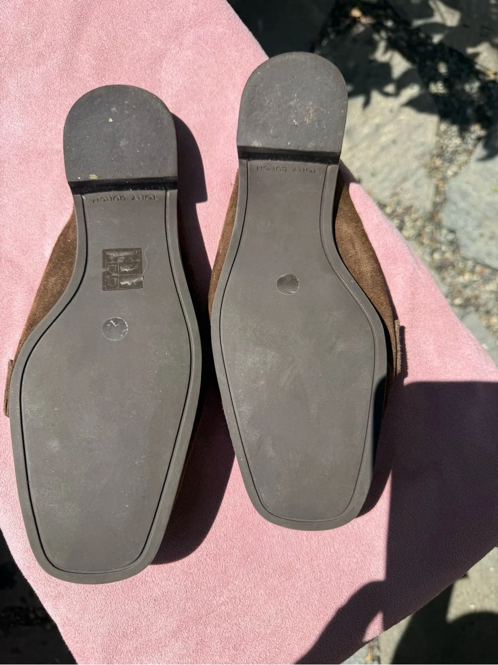 Tory Burch Brown Suede Logo-Embellished Slide Loafers